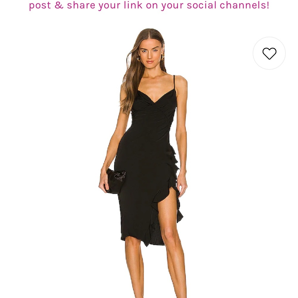 REVOLVE Black Ruffle Midi Dress